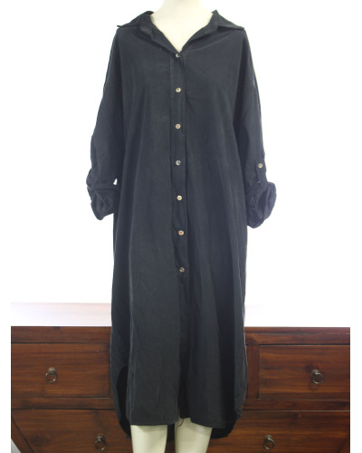 TU (max 42) - robe - 100% coton - velour - boutons - noir 
