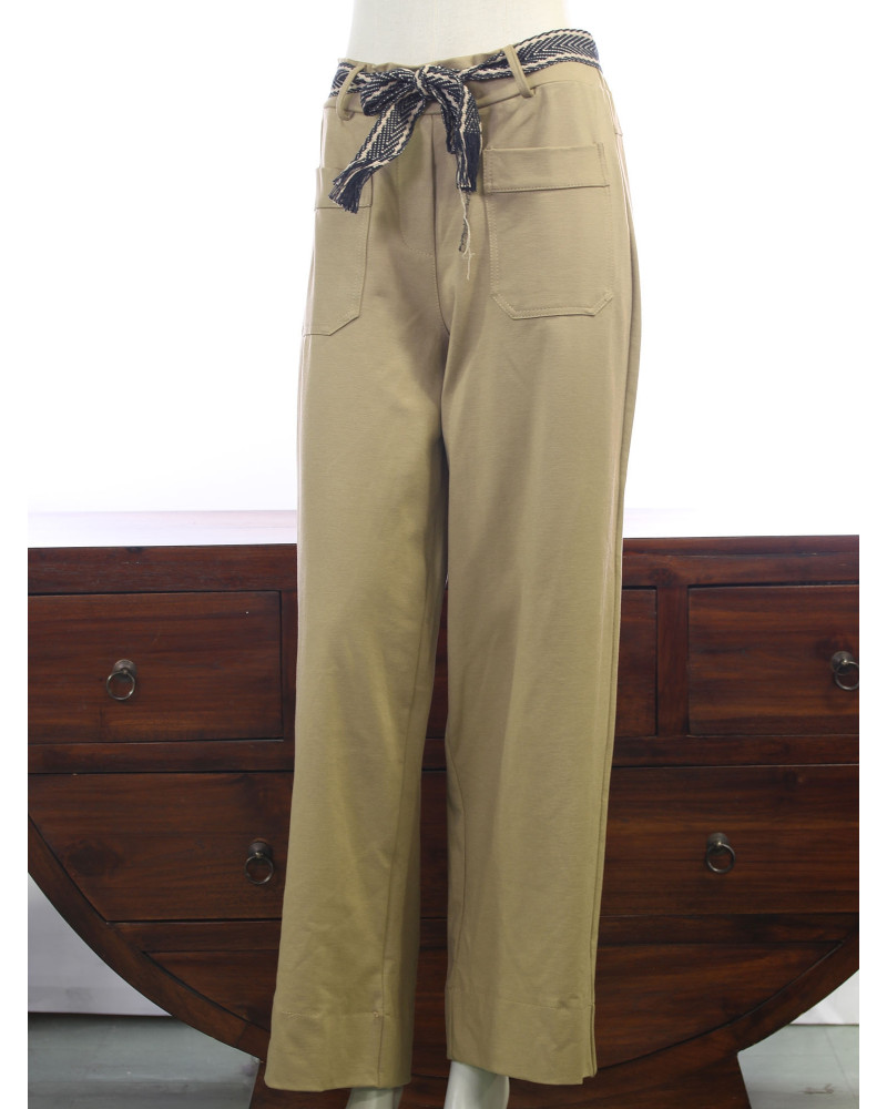 TU (max 42) - pantalon - 65% visc. - ceinture aztèque 