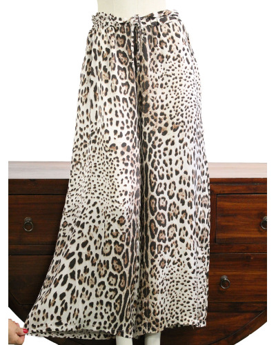 C'Mélodie - GTU (max. 48) - Pant. flare faç. satin - 80% visc. - impr. léopard Couleur:CR. Taupe clair