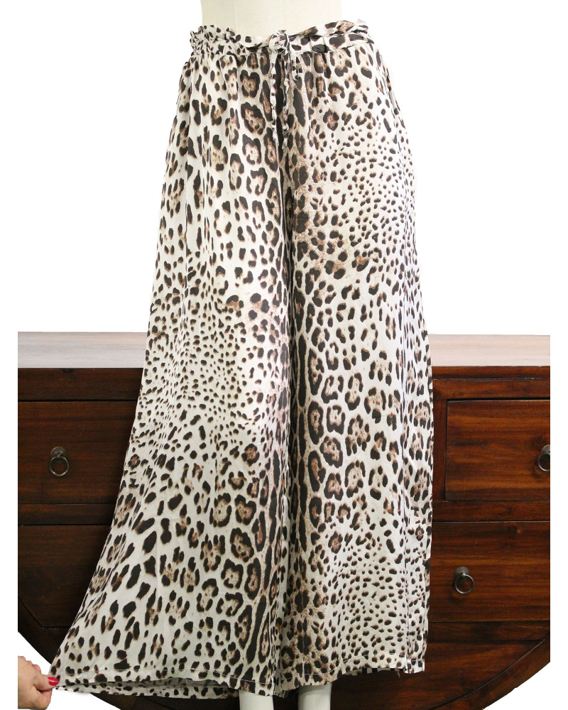 C'Mélodie - GTU (max. 48) - Pant. flare faç. satin - 80% visc. - impr. léopard Couleur:CR. Taupe clair