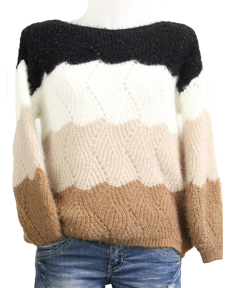 TU (max. 42) - Pull - 20% mohair - multicolore Couleur:D. Noir