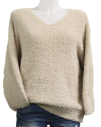 TU (max. 40) - Pull bouclette 20% mohair Couleur:CR. Crème
