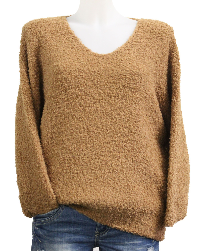TU (max. 40) - Pull bouclette 20% mohair Couleur:CH. Camel