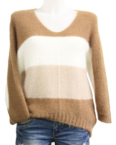 TU (max. 42) - Pull - 20% mohair - tricolore Couleur:CH. Camel