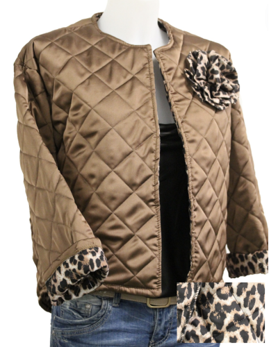 TU (max. 42) - Veste matelasse - broche amovible - lopard Couleur:CH. Chocolat glacé