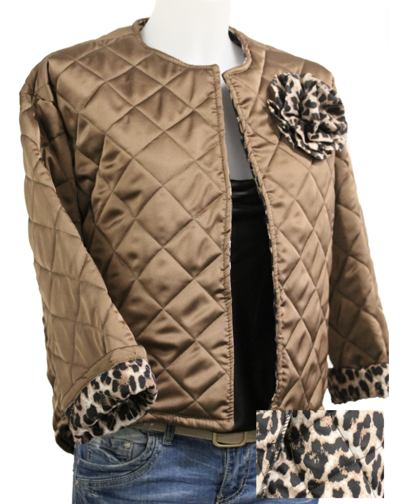 TU (max. 42) - Veste matelasse - broche amovible - lopard Couleur:CH. Chocolat glacé