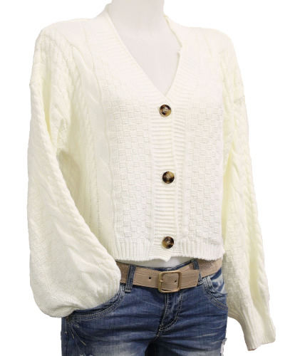 TU (max. 42) - Gilet maille - 3 boutons Couleur:CR. Ecru