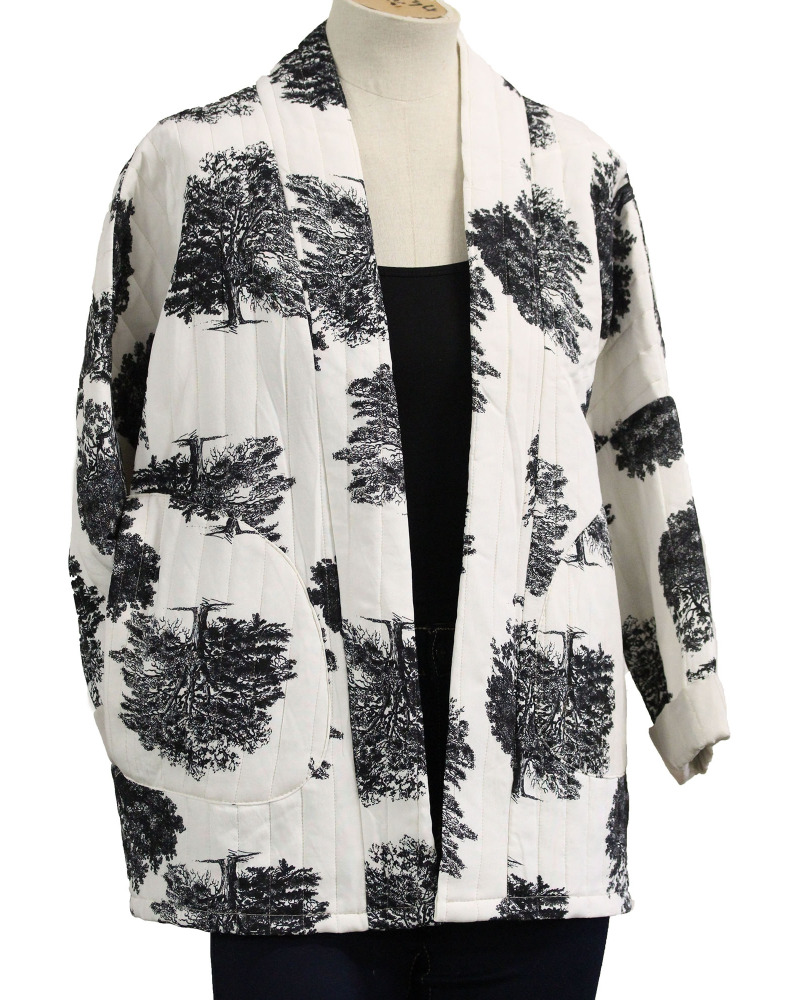 TU (max. 44) - Veste kimono - 100% visc. - arbres 