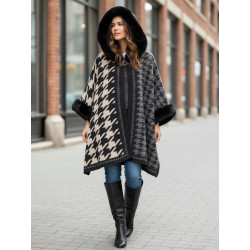 Veste / poncho - impr. pied de poule 