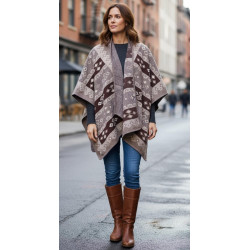 Veste / poncho - impr. géo. Couleur:CR. Taupe clair