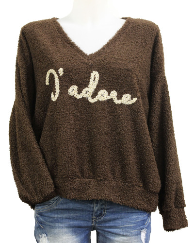 TU (max. 42) - Pull bouclette "j'adore" 