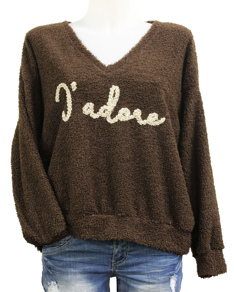 TU (max. 42) - Pull bouclette "j'adore" 