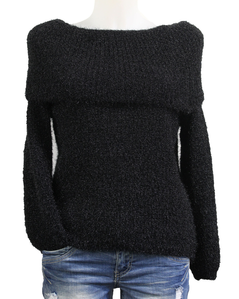 TU (max. 42) - Pull grand col - 20% mohair Couleur:D. Noir