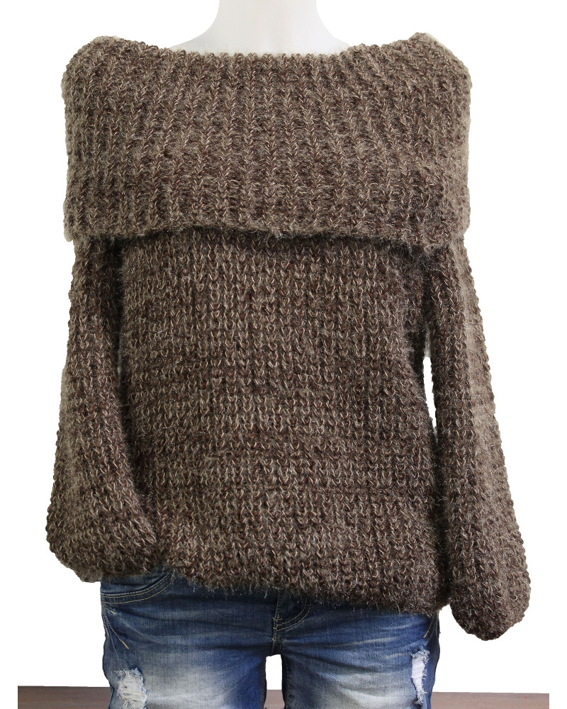 TU (max. 42) - Pull maille grand col Couleur:CH. Chocolat