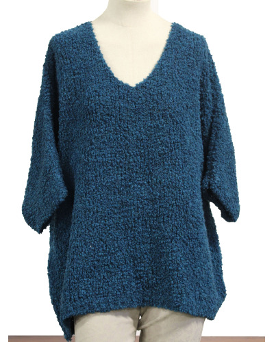TU (max. 46) - Pull manches 3/4 - 8% visc. / 8% laine - bouclette Couleur:B. Canard