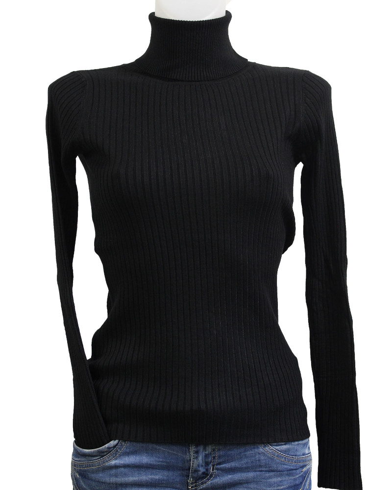 TU (max. 40) - Col roulé cotelé - 45% visc. Couleur:D. Noir