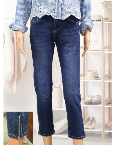 Kalisson - 36 au 46 - Jean push up zip - 70% cot. Couleur:B. Jean clair 
