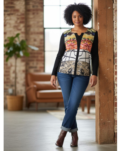 Kalisson - M au XXL - Haut motifs abstraits détail col 