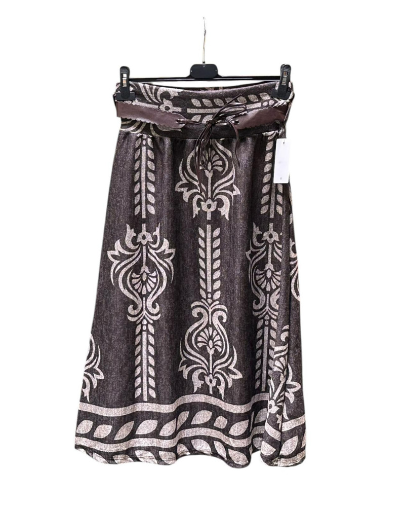TU (max. 40) - Jupe + Ceinture imprimés - 45% visc. 