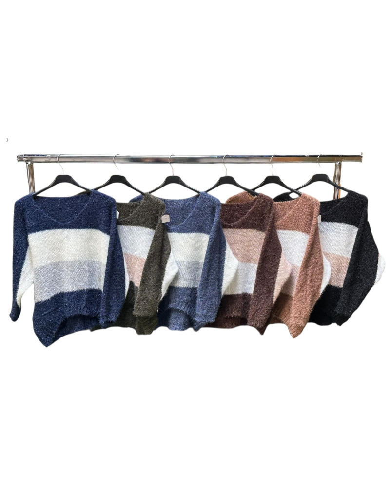 TU (max. 44) - Pull fin Tout doux Col V- 20% Mohair / 35% Nyl. 