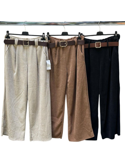 TU (max. 42) - Pant. Large Velour + Ceinture - 45% Visc. 