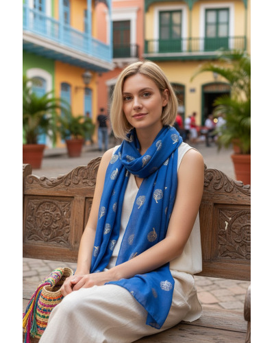Foulard TB doré - Arbre de vie Couleur:B. Roi