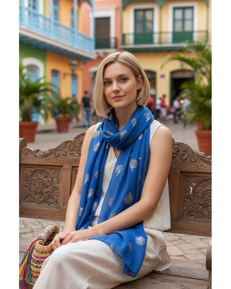 Foulard TB doré - Arbre de vie Couleur:B. Roi