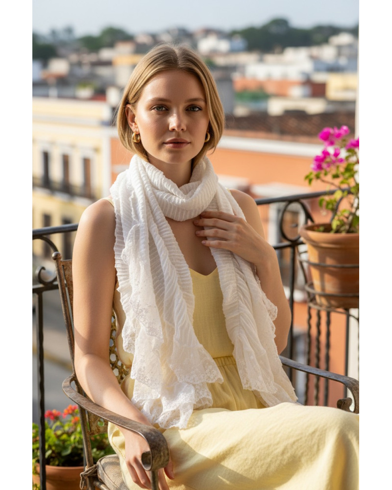 Foulard Texturé Dentelle Couleur:D. Blanc