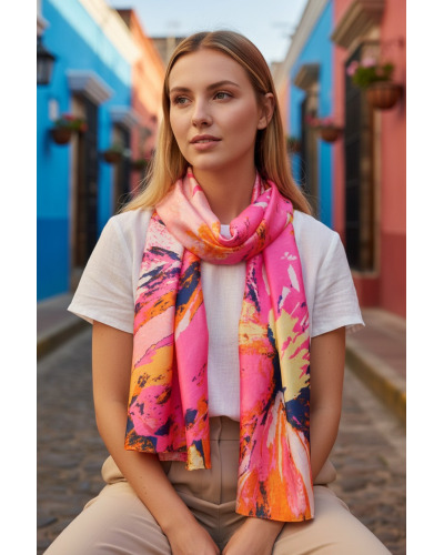 Foulard Satiné Motifs Abstrait 
