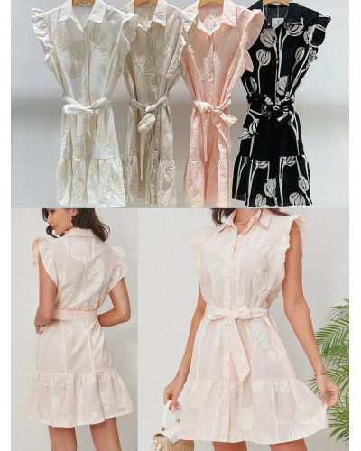 S/M - M/L - Robe Lien et Volants épaules - 100% Cot.  