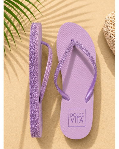 Tongs Lavande à Brides Strass Femme | Sandales Élégantes Été
