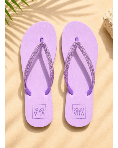 Tongs Lavande à Brides Strass Femme | Sandales Élégantes Été