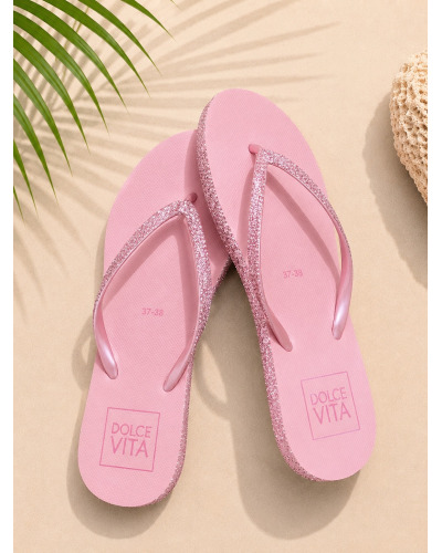 Tongs Rose à Brides Strass Femme | Sandales Chic Été
