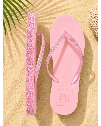 Tongs Rose à Brides Strass Femme | Sandales Chic Été