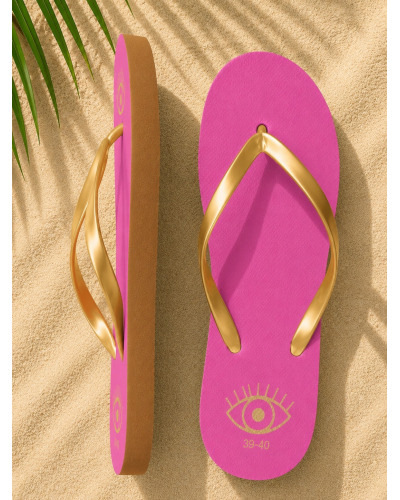 Tongs Roses à Brides Dorées Femme | Sandales Chic et Confortables