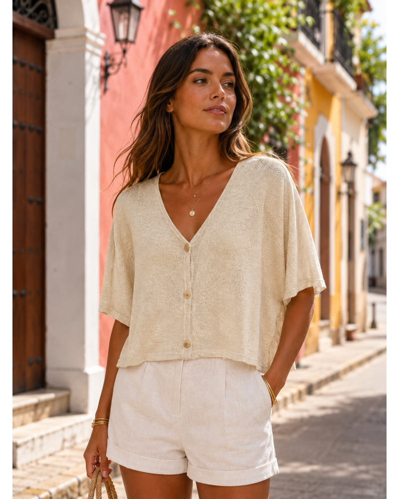 M - L - DANIELA - 95% Visc. Veste à Bout. - 