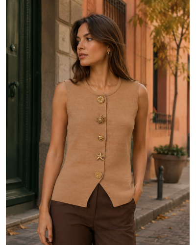 S/M - M/L - Bout. Fantaisie gilet sans manches - 100% visc  