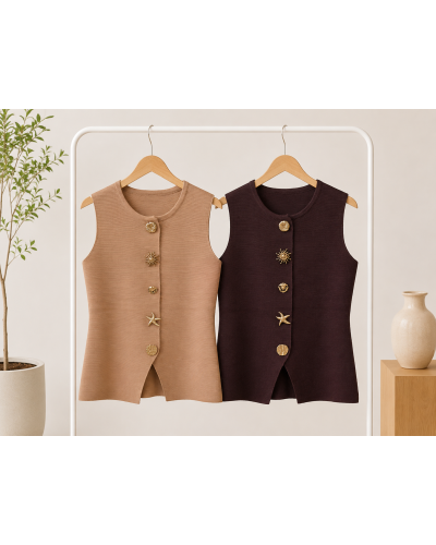 S/M - M/L - Bout. Fantaisie gilet sans manches - 100% visc  
