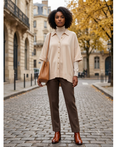 TU (max 44) - veste saharienne - 42% acr. / 30% polya/25% poly/3% laine Couleur:CR. Crème
