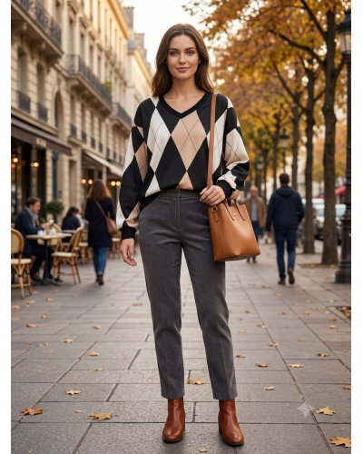 XXL - pull col v - 95% visc / 5% elast Couleur:D. Noir