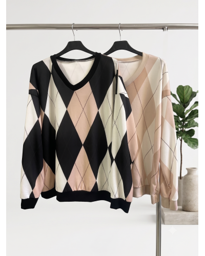 XXL - pull col v - 95% visc / 5% elast Couleur:D. Noir