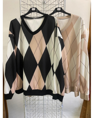 XXL - pull col v - 95% visc / 5% elast Couleur:D. Noir