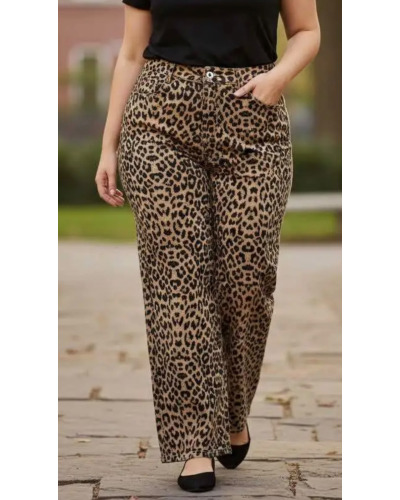 TU (38-48) - Denim - Pantalon Grande Taille  Wide Leg Coupe Large Taille Haute 