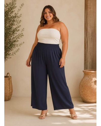 GTU - Matière Maillot Stretch - Pantalon Grande Taille Large Fluidité Plage / Beachwear Couleur:B. Marino