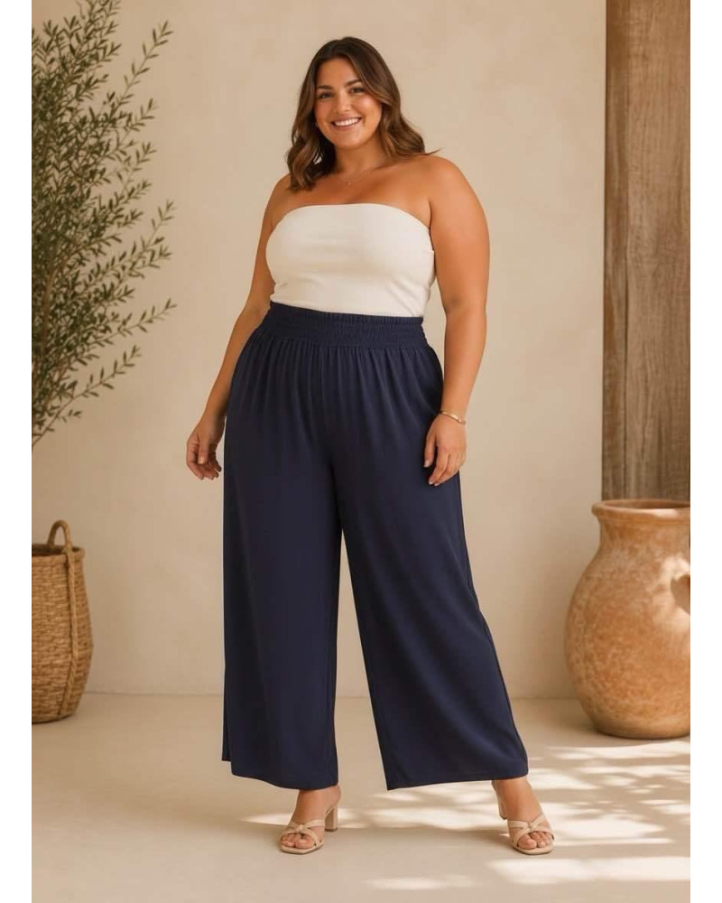 GTU - Matière Maillot Stretch - Pantalon Grande Taille Large Fluidité Plage / Beachwear Couleur:B. Marino