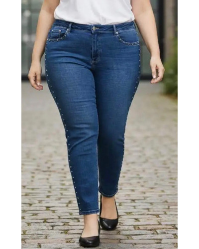 T(44-54) - Jean Mom Fit Clouté 
