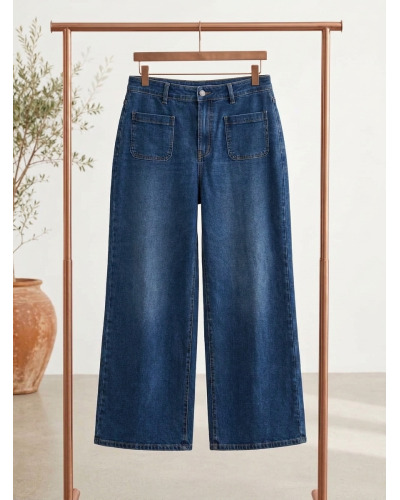 T(38-48) - Jean Wide Leg Brut Taille Haute 