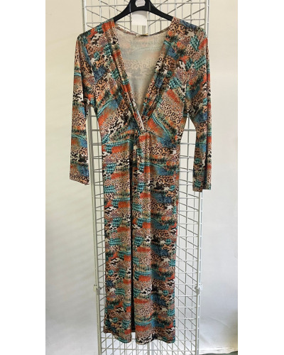 XL - Col V Impr. Léo. Robe - 45% visc. /50% polia/ 5% EA 