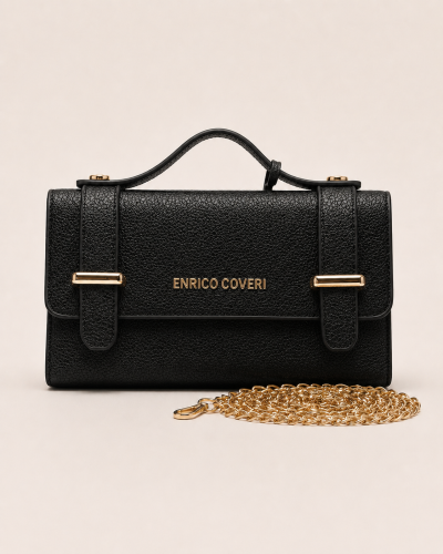 19cm x 10cm - SAC. Enrico Coveri - Cartable & Chaîne Couleur:D. Noir