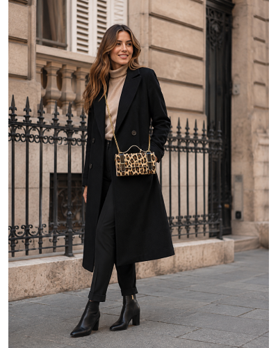 19cm x 10cm - SAC. Enrico Coveri - Cartable Léopard & Chaîne 